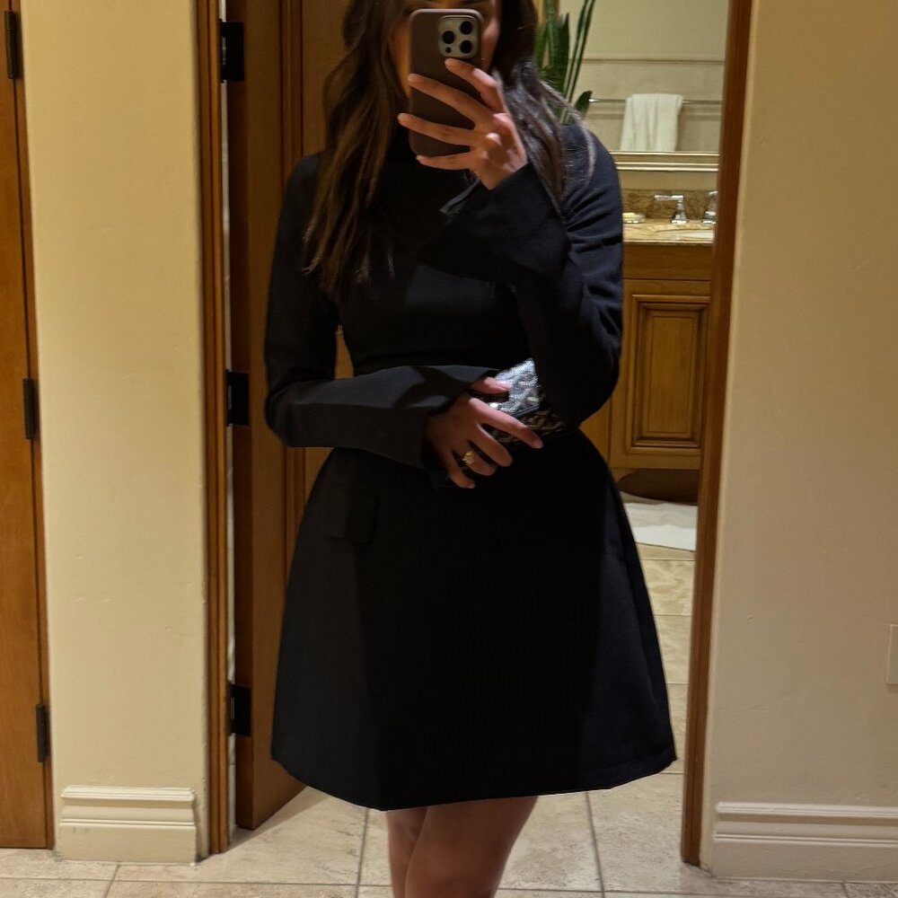 Elegant Black Long Sleeve Dress extra 5cm length
